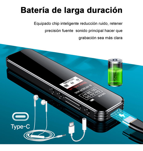 Grabadora De Voz Digital 8 Gb Con Función Reducción Ruido,
