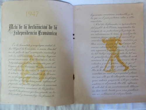 Acta Independencia Política Económica Argentina Peron 1947 A