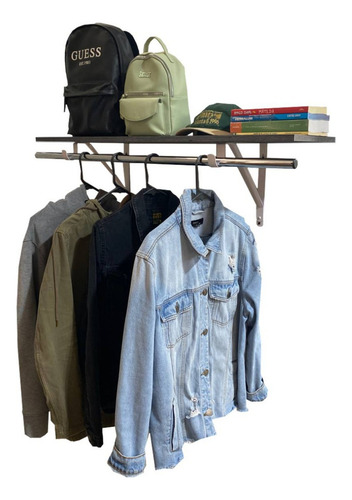 Repisa Estante Perchero Organizador De Ropa Y Accesorios Color Lombardia/blanco