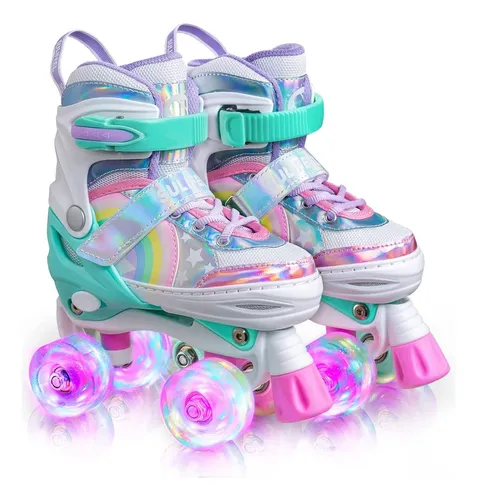 Patins 4 Rodas Infantil Ajustável Led Nas Rodas