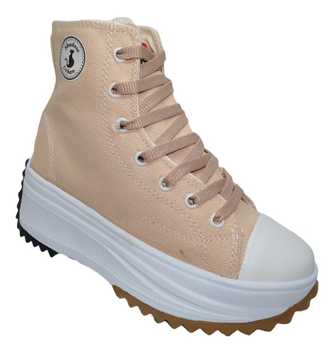 Tenis Bota Plataforma Mujer Tendencia Agujeta Moda Casual