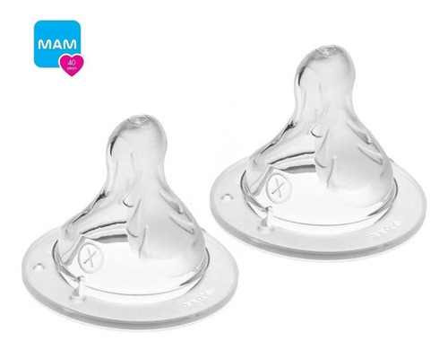 Bico para Mamadeira Fluxo Extra Rápido Silicone Mam Blister 2 Unidades