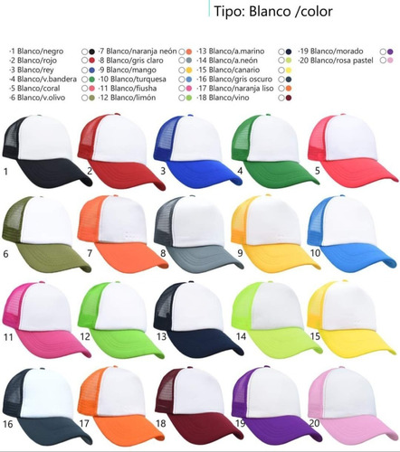 Paquete 10 Gorras Trucker Sublimacion Colores A Elegir