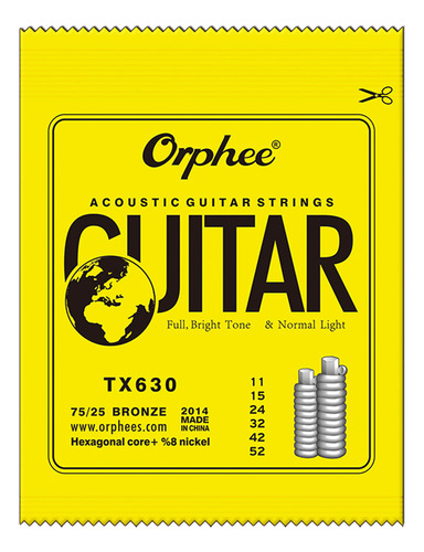Cuerdas Orphee Tx630 Para Guitarra Acústica, 10 Unidades