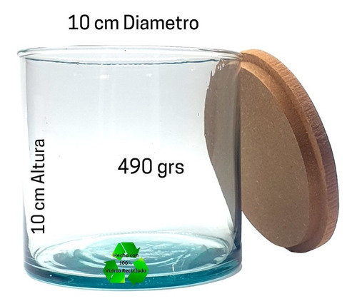 Imagen 2 de 5 de Frascos / Cilindro 10x10cm 490grs P/ Velas C/tapa Mdf 240pz