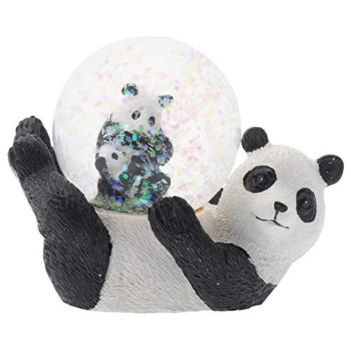 Panda Bear Mommy And Cub Figurine 45mm Glitter Snow Glo...