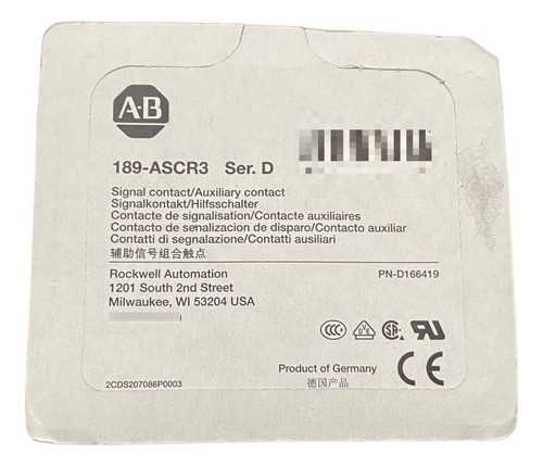Allen Bradley 189-ascr3 Ser D Contactor Auxiliar
