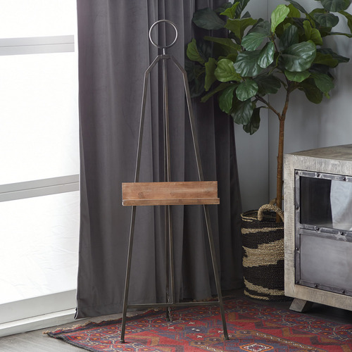 Caballete De Metal Grande Ajustable Con Bandeja De Madera 40