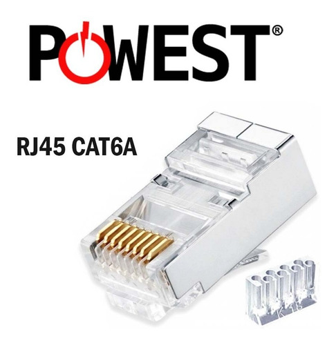 Funda 10 Conectores Powest Rj-45 Cat6a Modular 8p8c Plástico