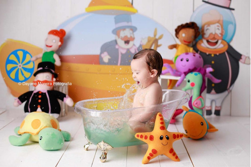 Banheira Vitoriana Infantil Acompanhamento Cenográfica Transparente Photo Props Bebê Splash Milk Bath Smash The Cake