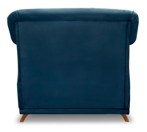 Kit 2 Poltronas Para Sala De Estar Vênus Veludo Pés Castanho Cor Azul-marinho