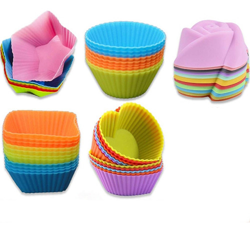 50ps Moldes Para Cupcakes O Muffins Reutilizable De Silicona