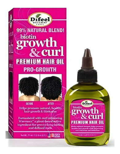 Difeel Biotin Growht & Curl Aceite Crecimiento Cabell Rizado
