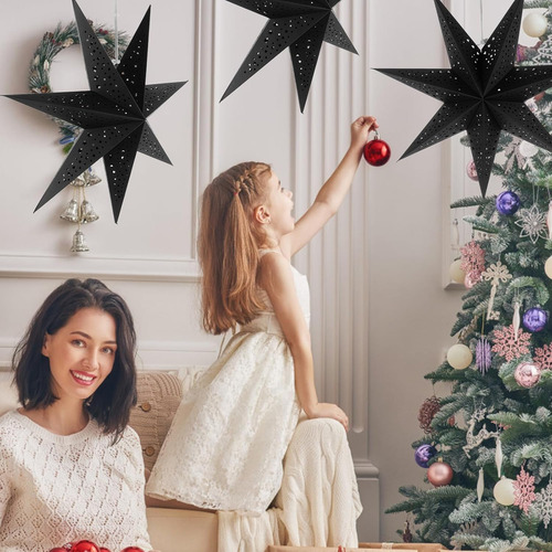 Linterna De Papel 3d Con Estrella Negra De 50 Cm