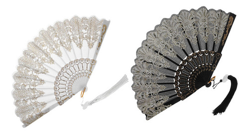Ha Para Abanico Decorativo Bordado Con Flores, 2 Unidades