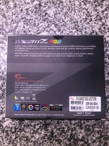 32 Gb Ram Gskill Trident Z Rgb (4x8gb) A 3600mhz