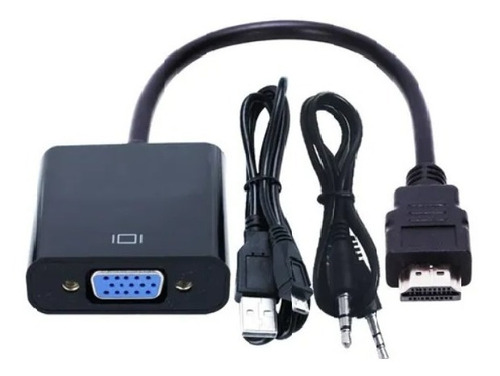 Cable Adaptador Hdmi A Vga 1080p Con Audio Y Power Usb