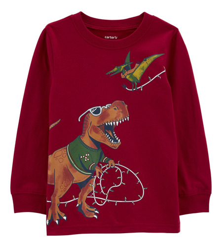 Remera Manga Larga Dinosaurio Navideño Algodón Carters 1o0