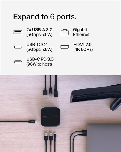 Belkin Connect Usb-c 6 En 1 Core Gan Dock 130 W, Estación De