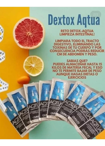 Detox Omnilife/aqtua Caja X 30 Sobres Limpieza Colon Mandarina