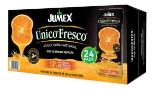 3 Pza Jugo De Naranja Sin Pulpa Jumex Único Fresco 24 Pzas D