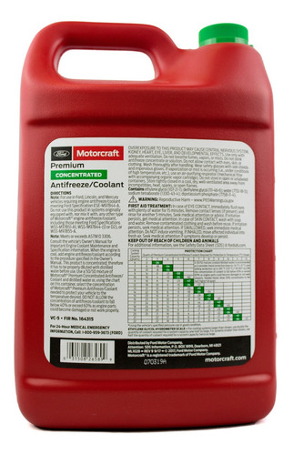 Imagen 2 de 3 de Refrigerante Coolant Vc-5 Ford Motorcraft Verde 3,78 Lt