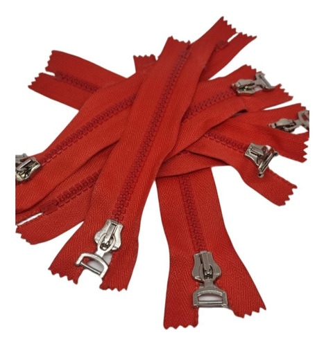 Cierre Diente Perro Largo 15,5 Cm Pack X 5 Unidades Rojo
