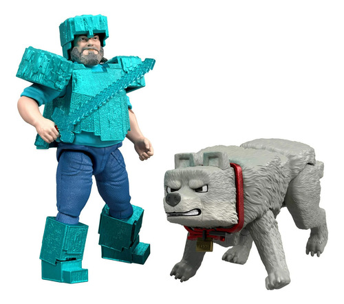 Minecraft Movie Pack 2 Figuras El Mejor Lobo Steve Diamante