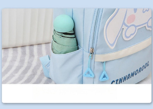 Mochila infantil Koromi Cinnamoroll ligera y bonita, color azul, diseño de tela lisa