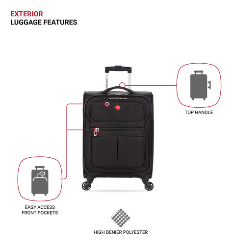 Bagagem De Mão Swissgear 4010 Softside De 18 Polegadas Preta