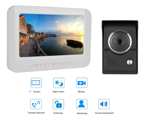 Monitor De Intercomunicador De Vídeo Doorbell De 7 Pulgadas,
