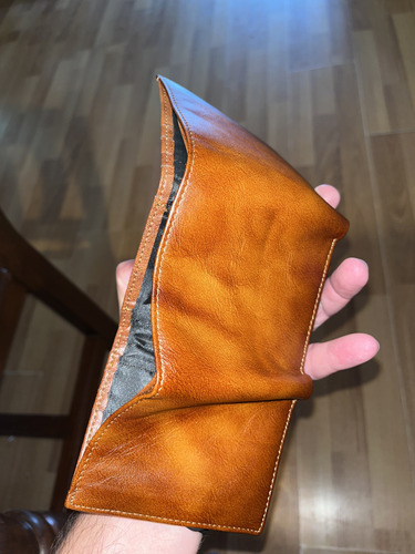 Billetera Cuero Genuino Ciephia Triple Pliegue Rfid Marrón Claro Liso