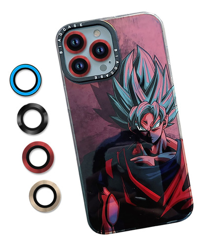 Case Para iPhone Goku + Protector De Cámara 11 - 14 Pro Max