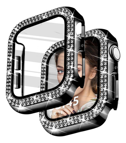 Case Cristal Templado Para Apple Watch Serie 10 9 8 7 6 5 44 Mm (series 6/5/4/se) Negro