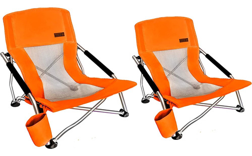 Sillas Plegables De Camping Ultraligera Con Soporte Naranja