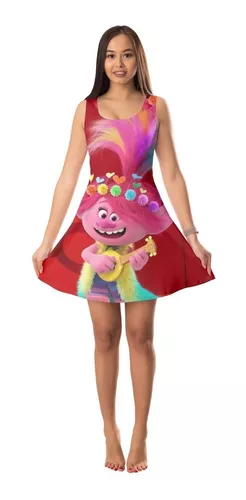 FANTASIA PRINCESA TROLLS POPPY VESTIDO TEMATIC INFANTIL LUXO