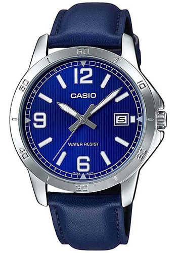 Reloj Casio Con Malla De Cuero Azul Y Esfera Azul Febo