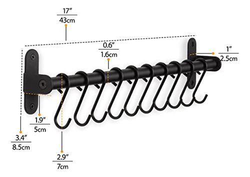 Rail De Cocina Lyon Con 10 Ganchos S Para Utensilios 43 Cm N