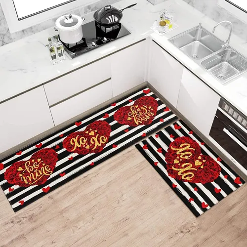 Ideasonna Alfombras De Cocina De San Valentín Juegos De 2 Al