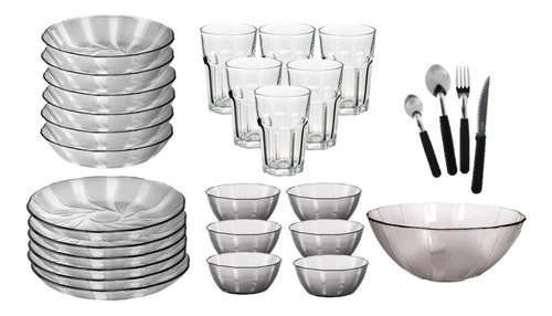 Set De Vajilla Completa 6 Personas Plato Vaso Cubierto 49pza