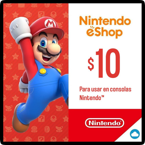 Nintendo Eshop 10 Dólares Tarjeta Gift Card / Switch 3ds Wii