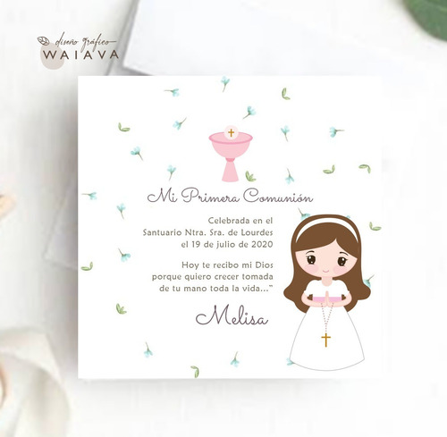 Imagen 5 de 10 de Estampas Tarjetas Primera Comunión De Nenas X 2u