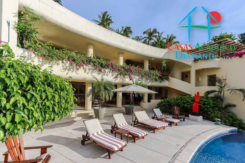 Cad Las Brisas Villa Del Sol. Terraza Con Asoleadero. Alberca Con Jacuzzi Y Palapa Con Wet Bar