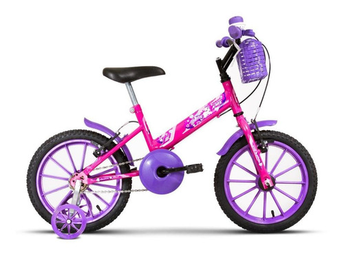 Bicicleta Aro 16 Infantil Ultra Kids T Com Cestinha Pro Tork Rosa Bebê E Lilás