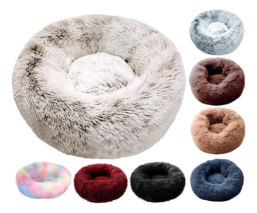 Cama Tipo Dona Antiestres Para Perros Raza Xgrande / Gigante Color Blanco/café