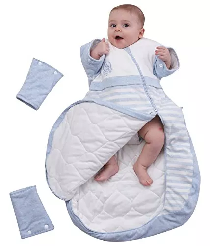 Saco de dormir de algodón con manga desmontable para bebé, saco de