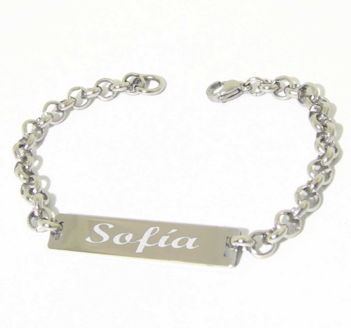 Pulsera Acero Quirurgico Personalizada Identidad Mujer