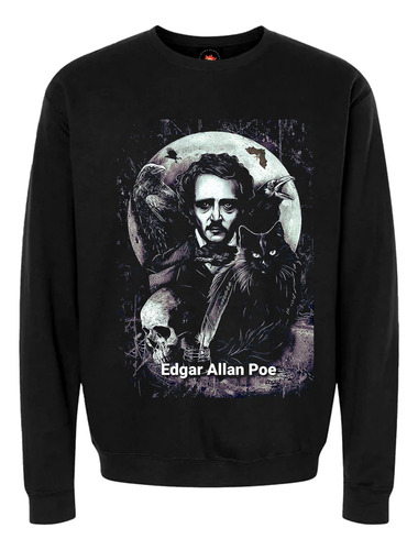 Buzo Estampado Varios Diseños Edgar Allan Poe Y Su Gato