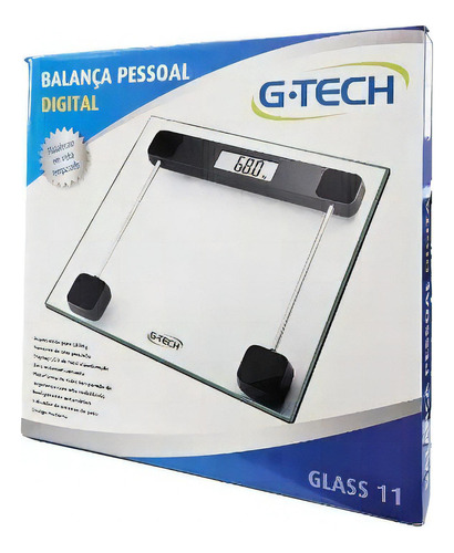 Balança Corporal G-tech Glass 11 Digital Doméstico Vidro Temperado moderno 180kg Banheiro Cor Branco
