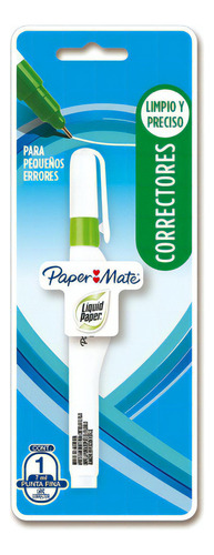 Lápiz Corrector Pluma Liquid Paper 7ml Punta Fina Paper Mate